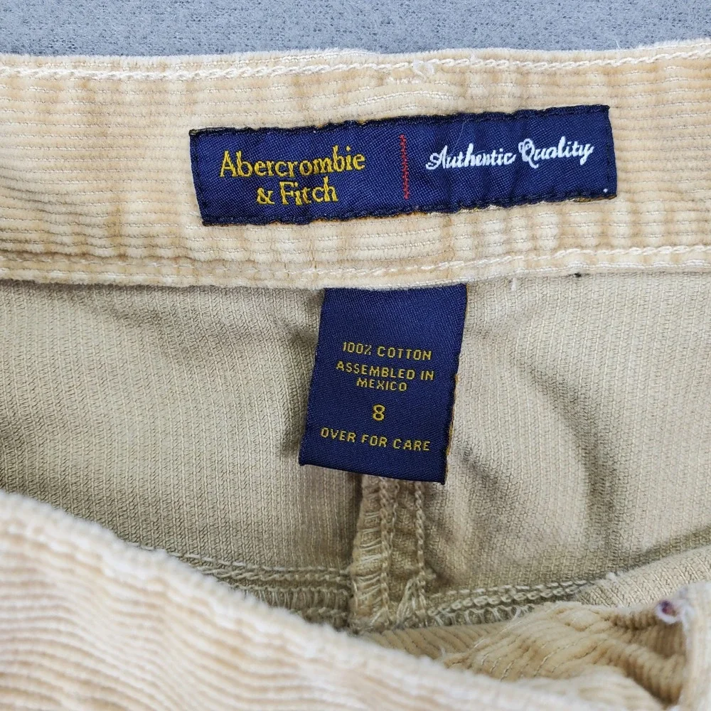 Abercrombie & Fitch Corduroy Khaki Skirt Vintage 90s Y2K Camel Tan Retro‎ Slit
